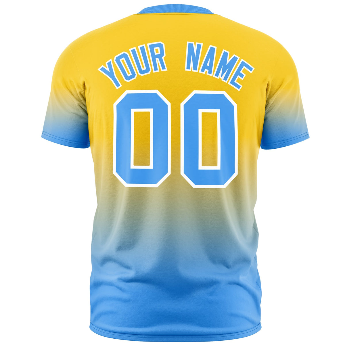 Custom Gold Powder Blue White Gradient Fashion Lightweight T-shirt| KXKSHOP