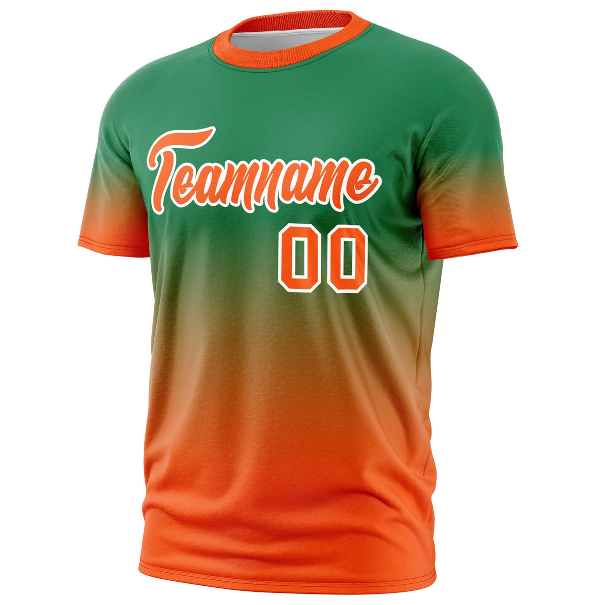 Custom Kelly Green Orange White Gradient Fashion Lightweight T-shirt| KXKSHOP