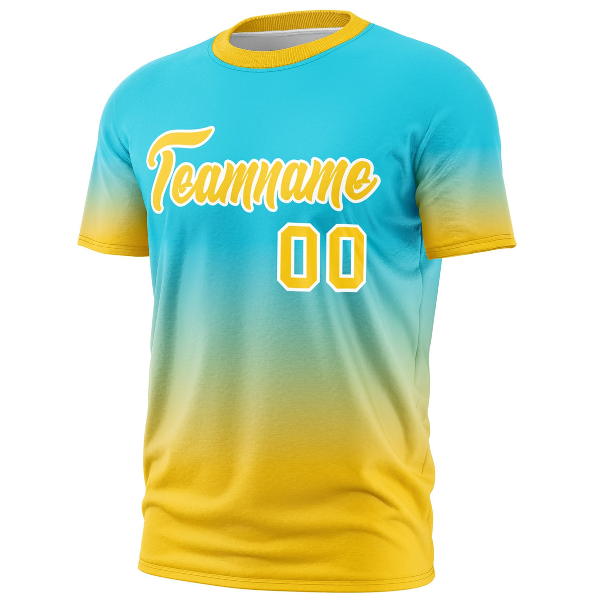 Custom Sky Blue Gold White Gradient Fashion Quick Dry T-shirt| KXKSHOP