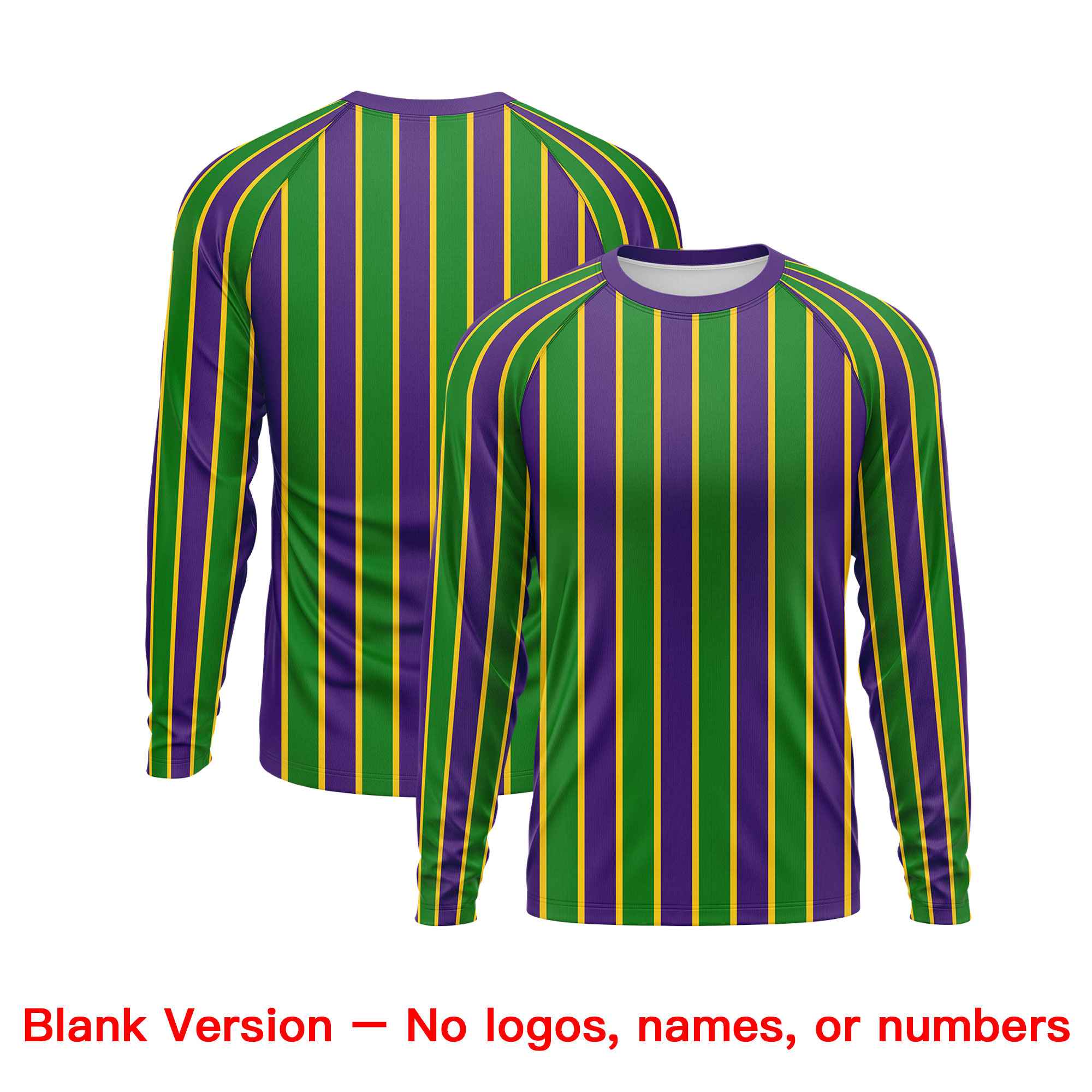 Custom Purple Kelly Green Crew Neck Personalized Mardi Gras Long Sleeve Performance T-shirt | KXKSHOP