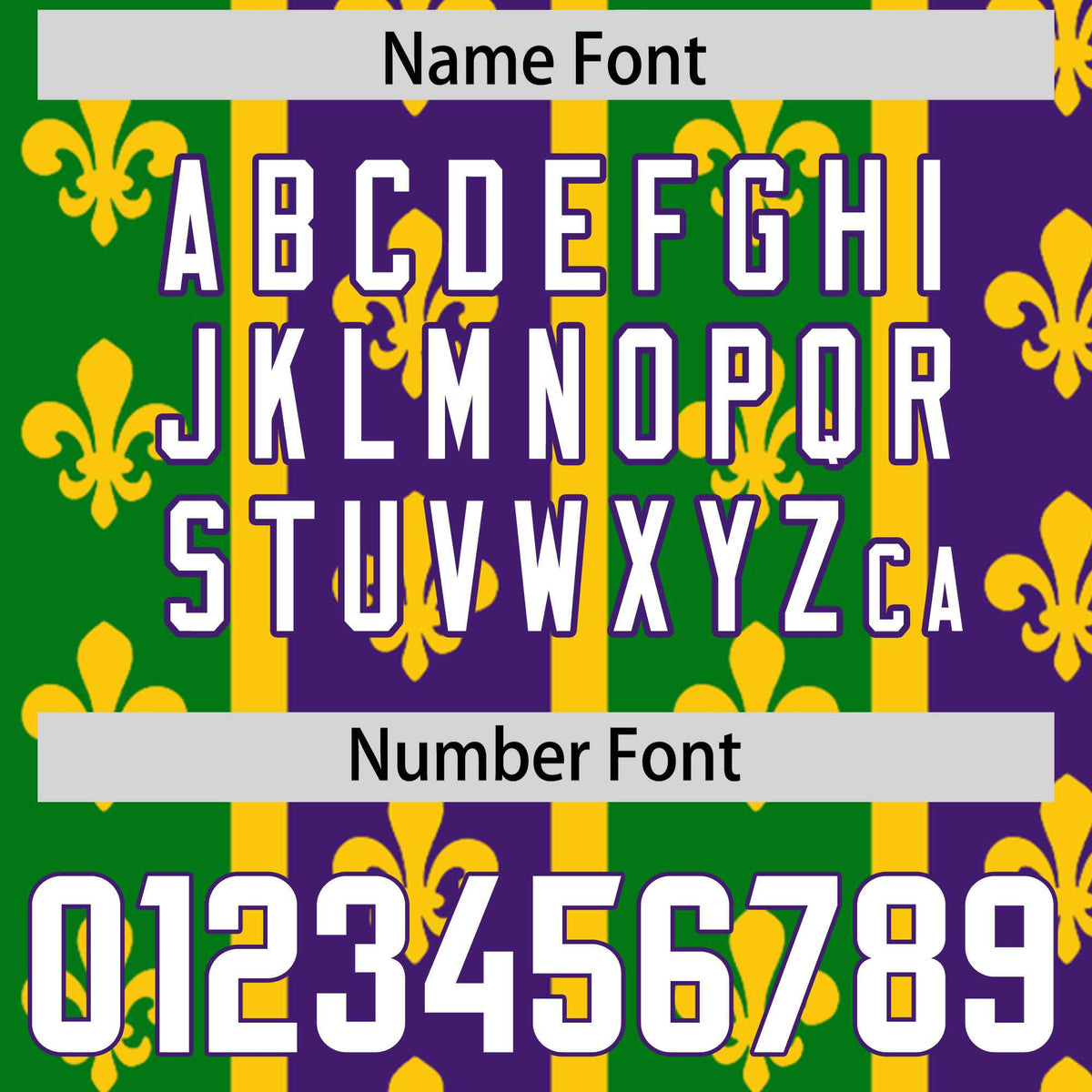 Custom Purple Kelly Green Crew Neck Personalized Mardi Gras Long Sleeve Performance T-shirt | KXKSHOP