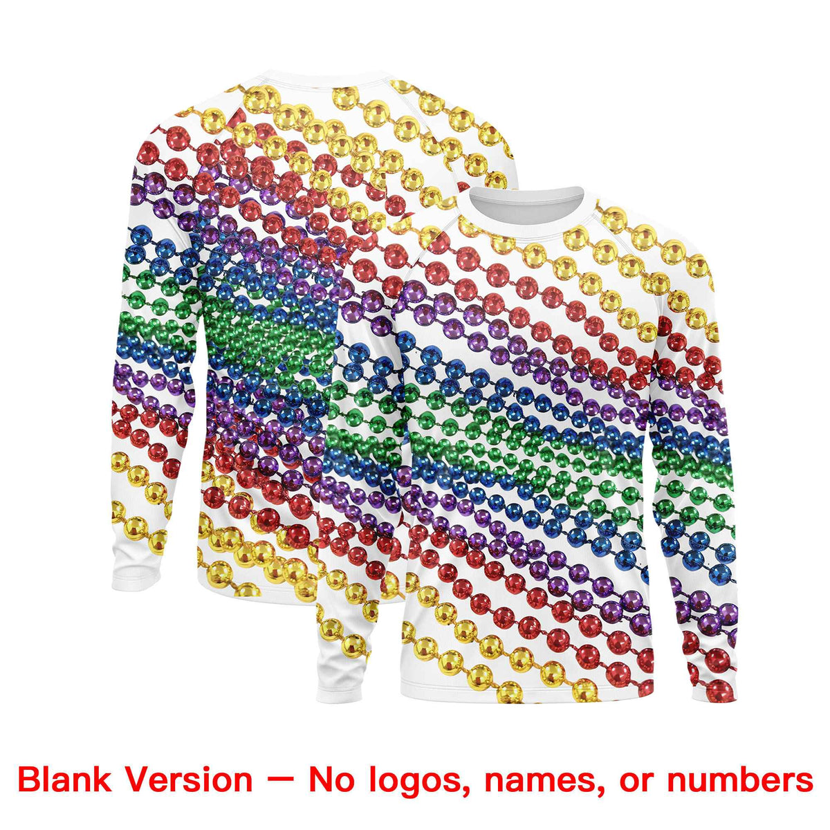 Custom White Black Crew Neck Personalized Mardi Gras Long Sleeve Performance T-shirt | KXKSHOP