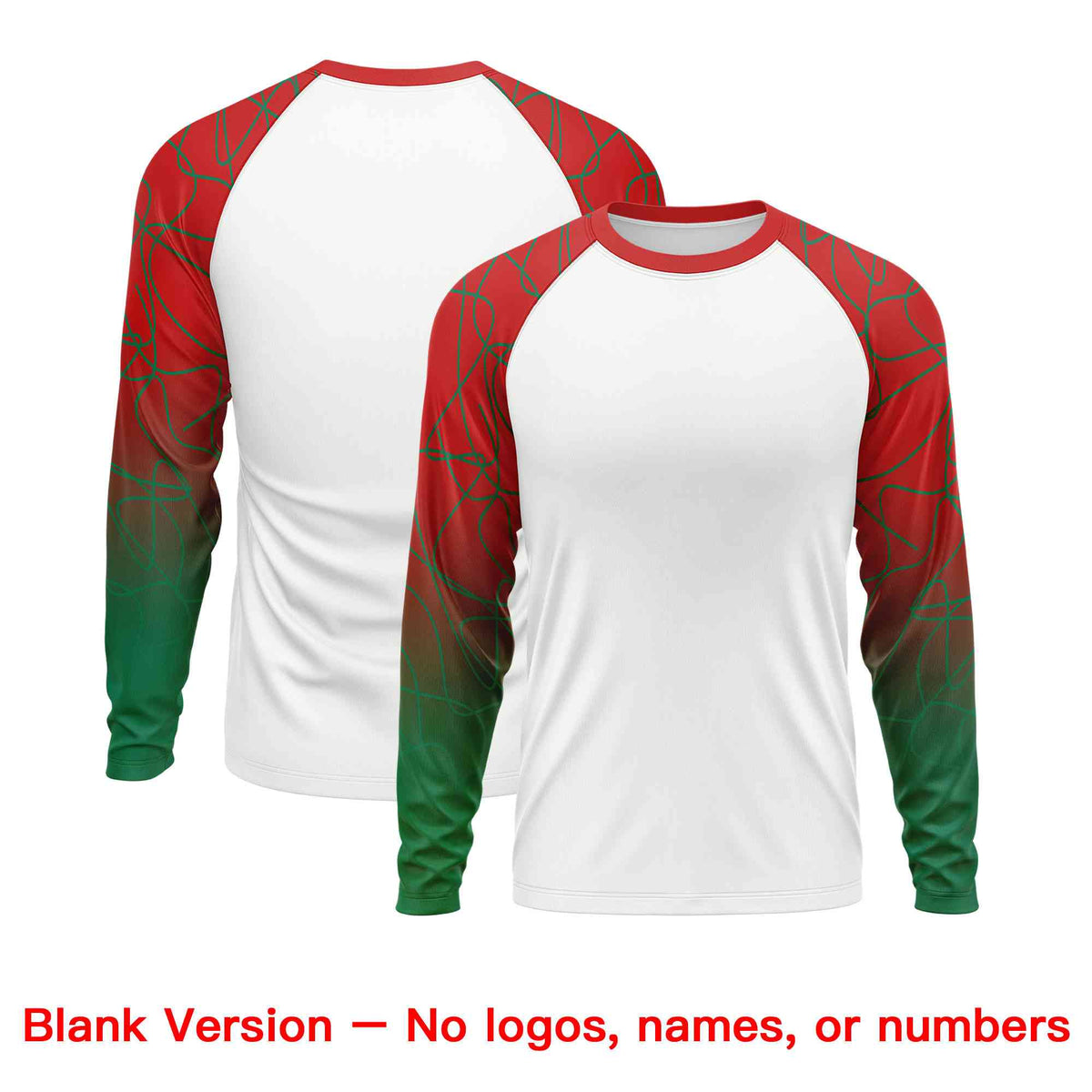 Custom White Red Tangled Lines Pattern Raglan Long Sleeve Performance T-Shirt| KXKSHOP