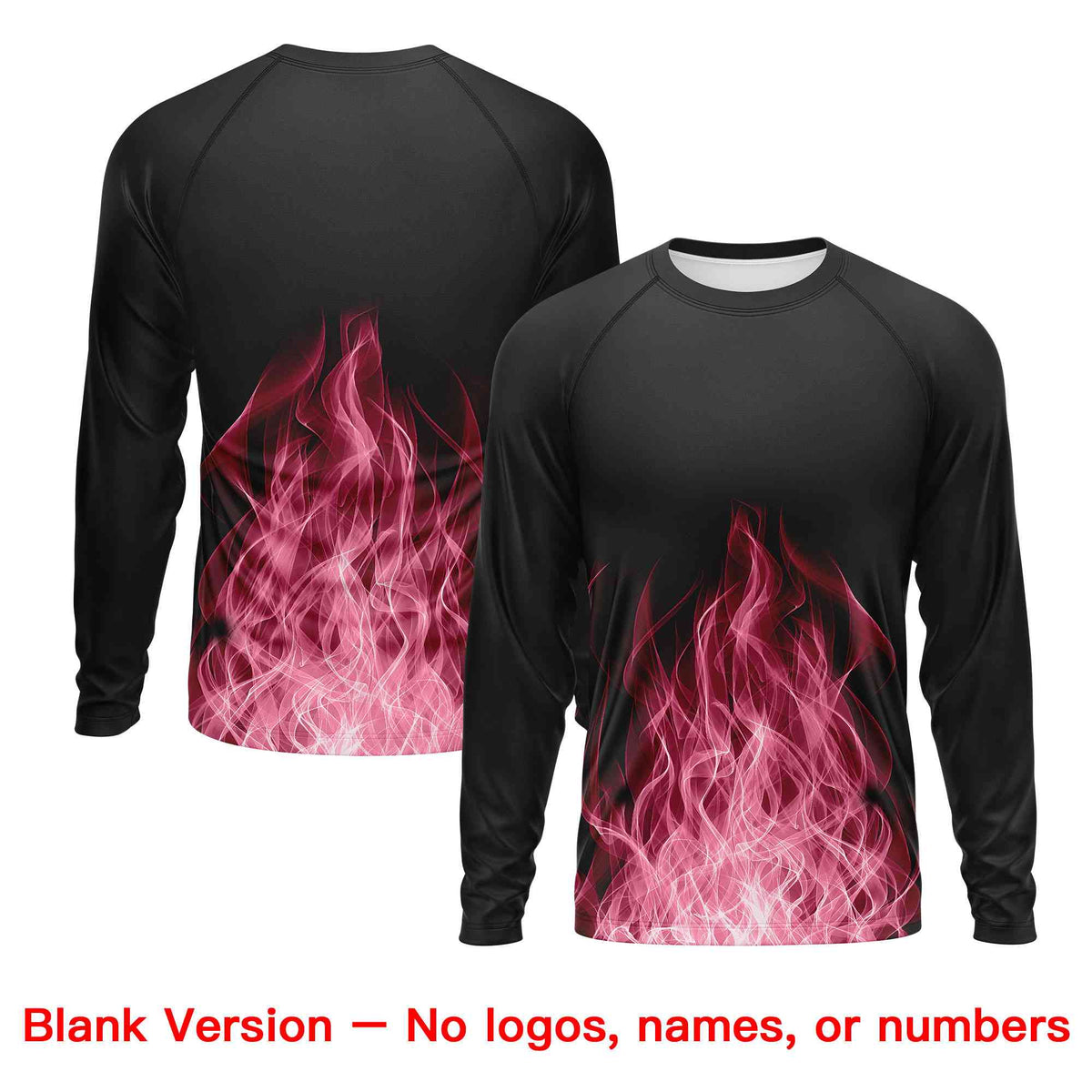 Custom Black Crimson Colorful Flame Pattern Long Sleeve Performance T-Shirt| KXKSHOP