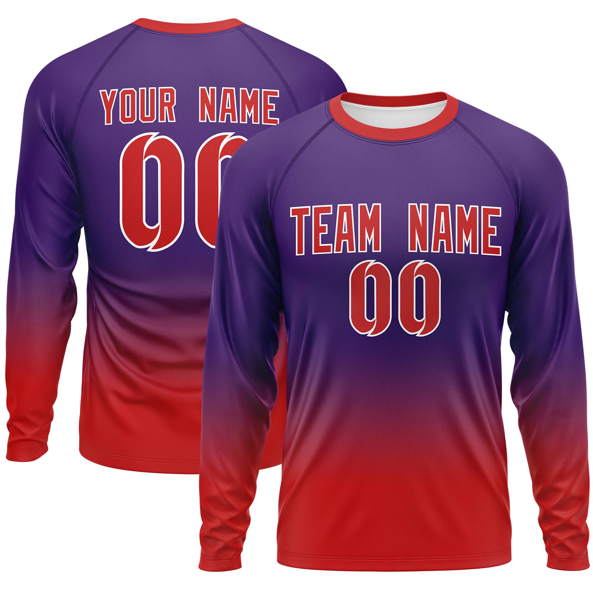 Custom Purple-Red Gradient Fashion Design Long Sleeve Performance T-Shirt | KXKSHOP