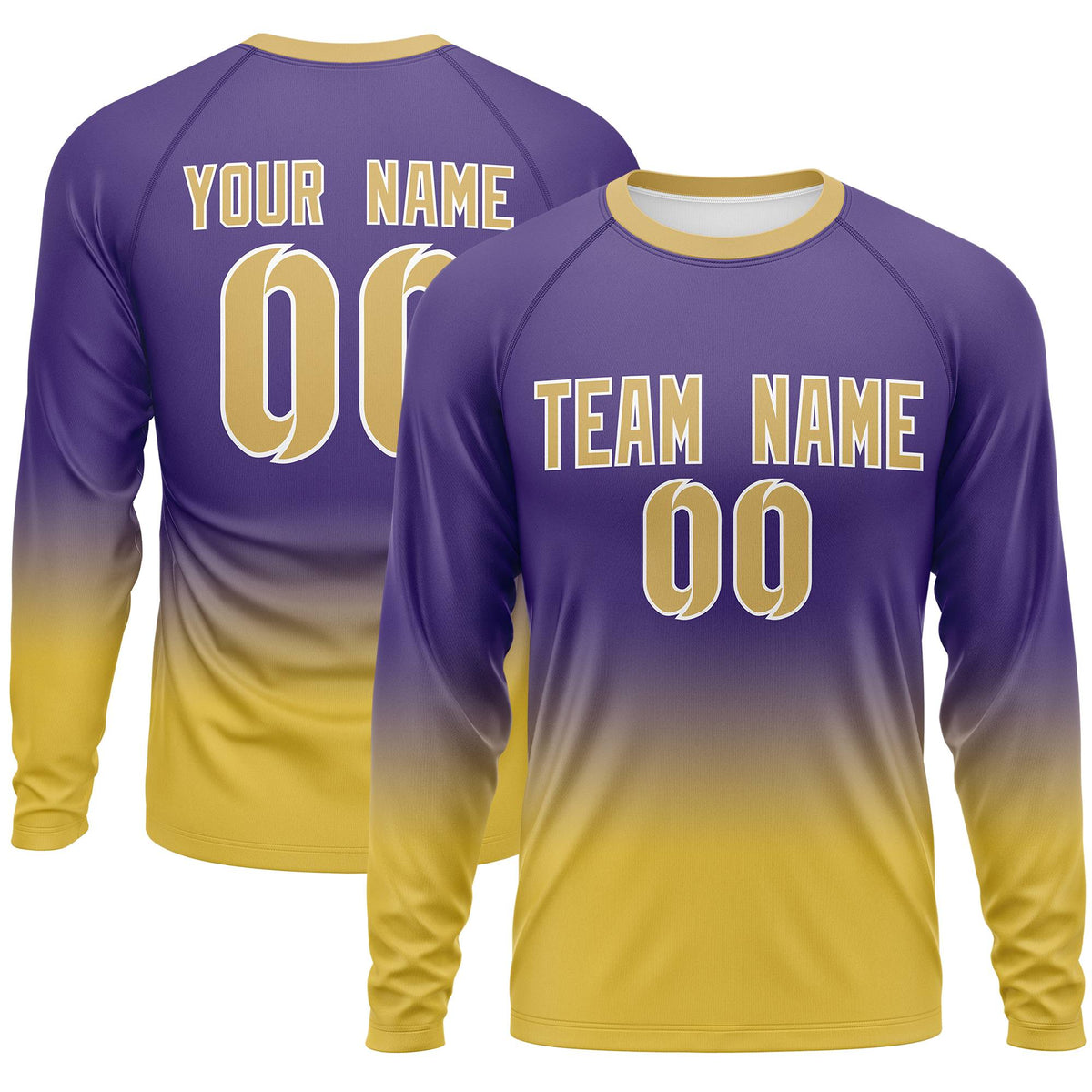 Custom Purple-Old Gold Gradient Fashion Design Long Sleeve Performance T-Shirt | KXKSHOP