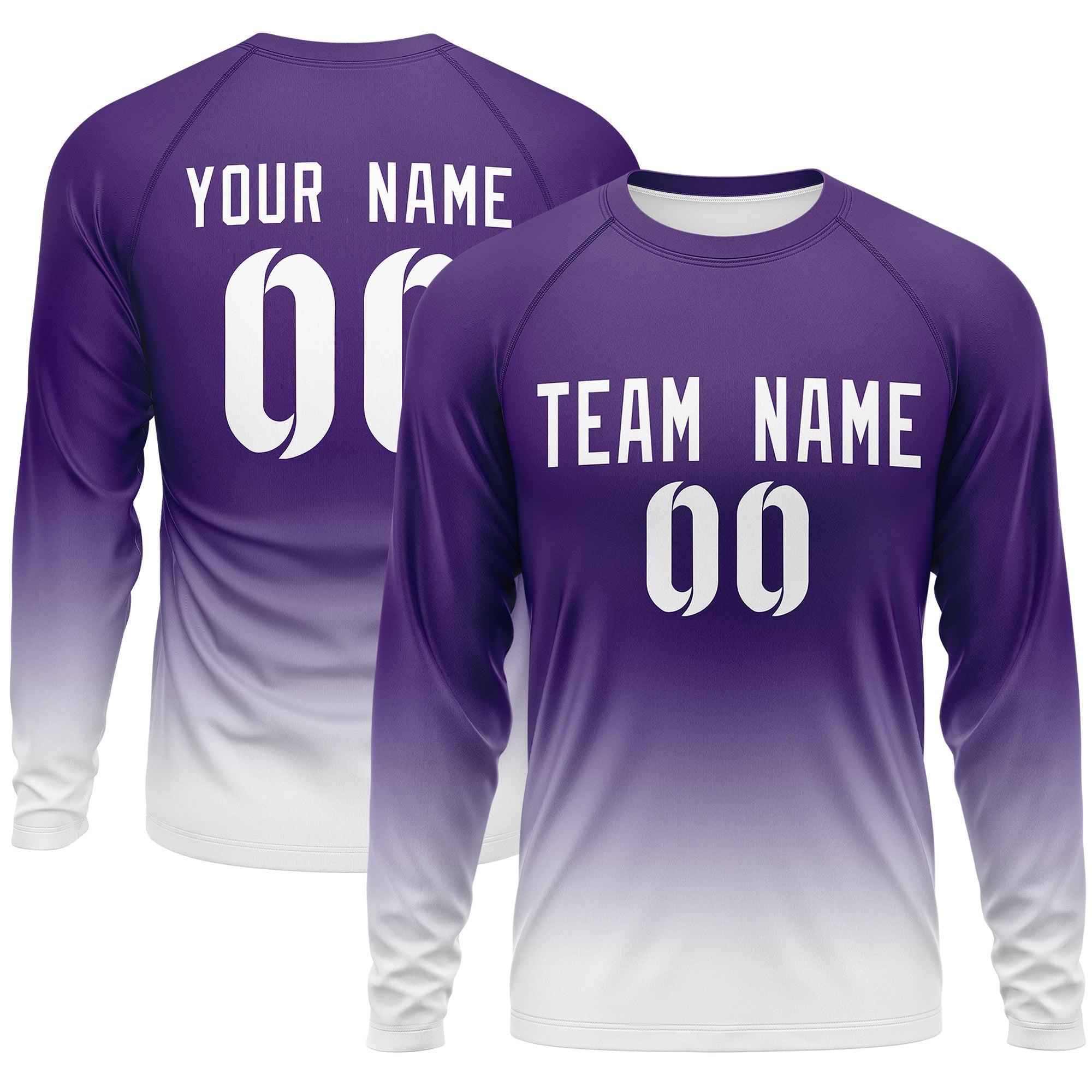 Custom Purple-Light-White Gray Gradient Fashion Design Long Sleeve Performance T-Shirt | KXKSHOP