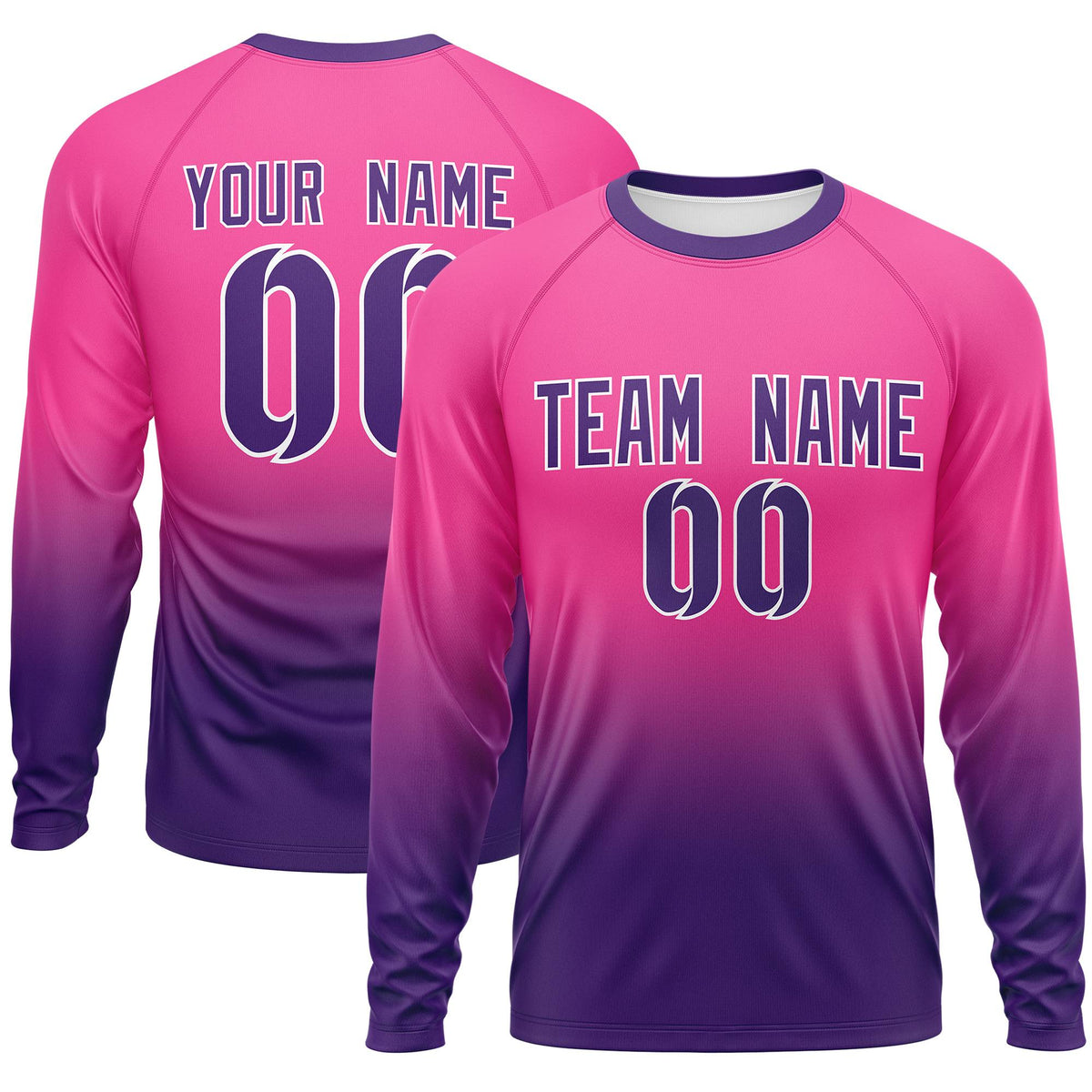 Custom Pink-Purple Gradient Fashion Design Long Sleeve Performance T-Shirt | KXKSHOP