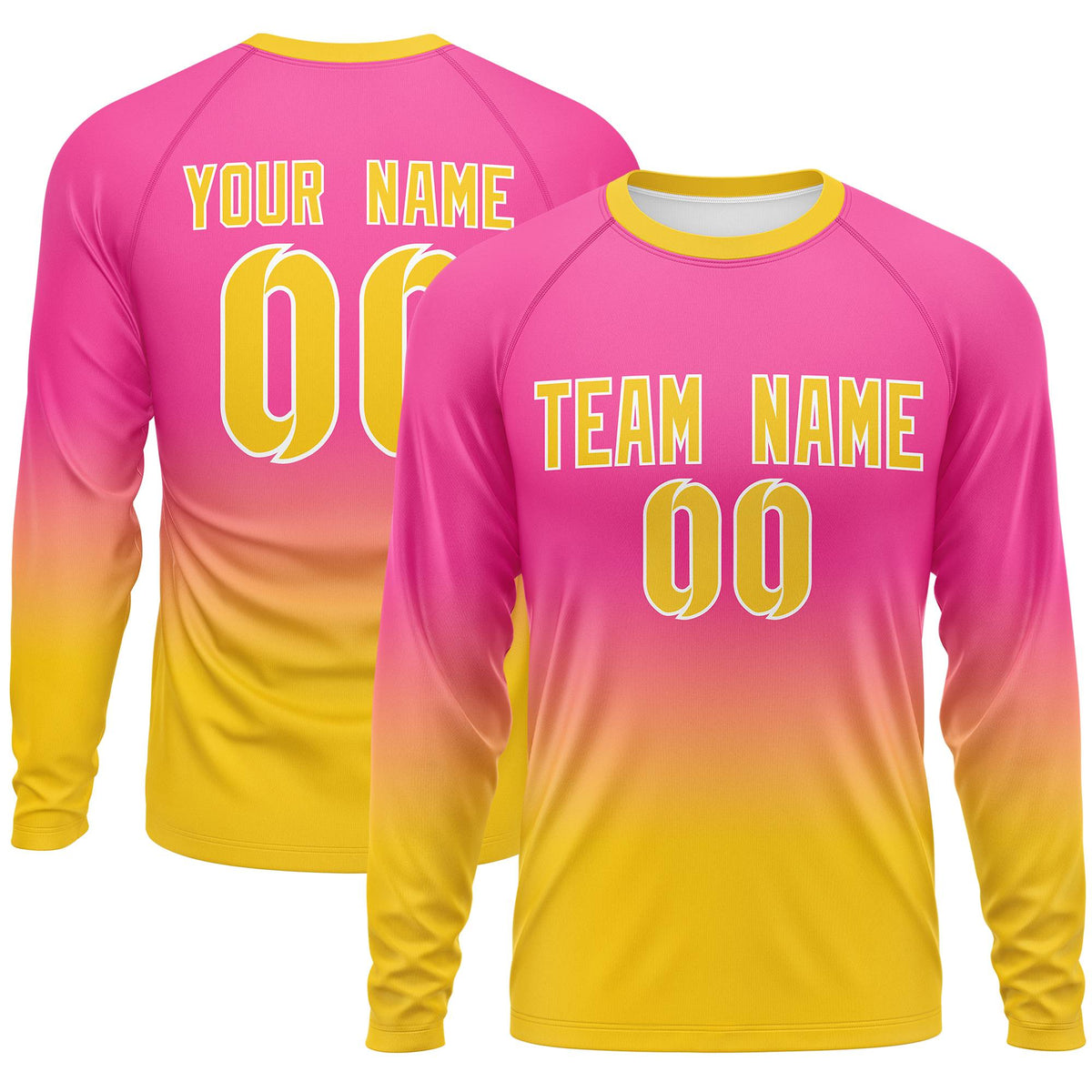 Custom Pink-Gold Gradient Fashion Design Long Sleeve Performance T-Shirt | KXKSHOP