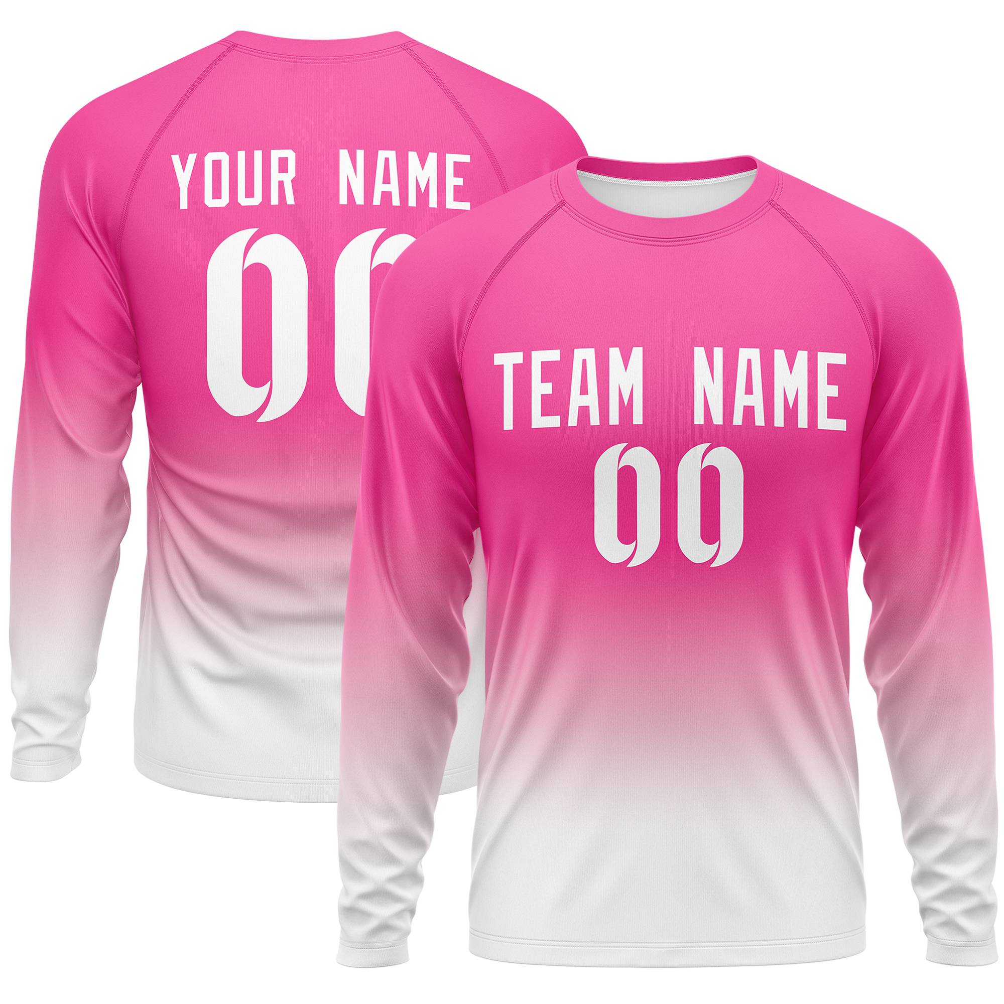 Custom Pink-Light-White Pink Gradient Fashion Design Long Sleeve Performance T-Shirt | KXKSHOP