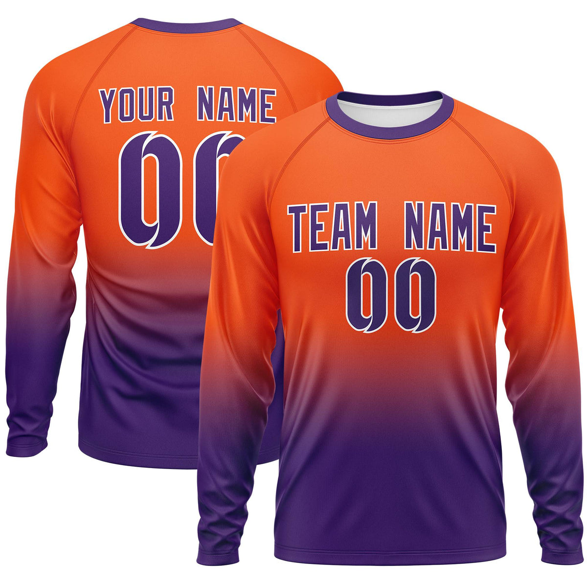 Custom Orange-Purple Gradient Fashion Design Long Sleeve Performance T-Shirt | KXKSHOP