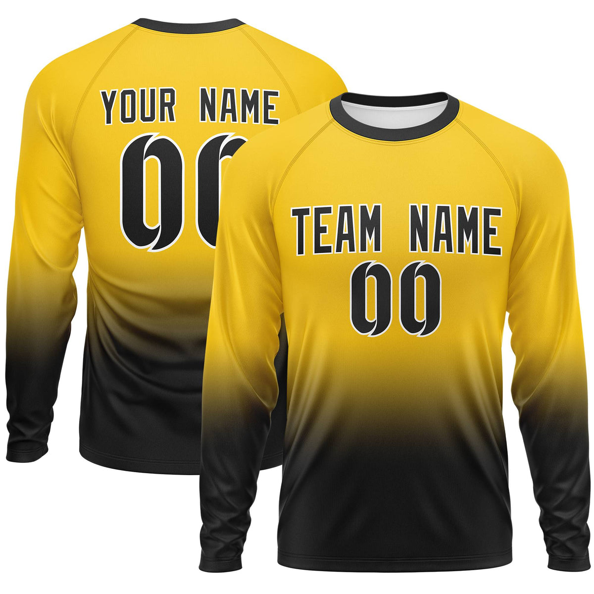 Custom Gold-Black Gradient Fashion Design Long Sleeve Performance T-Shirt | KXKSHOP