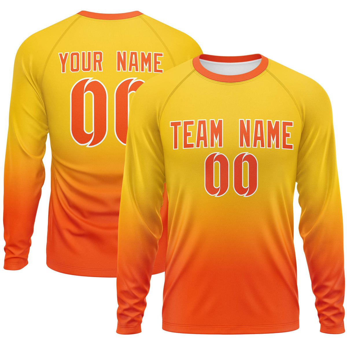 Custom Gold-Orange Gradient Fashion Design Long Sleeve Performance T-Shirt | KXKSHOP