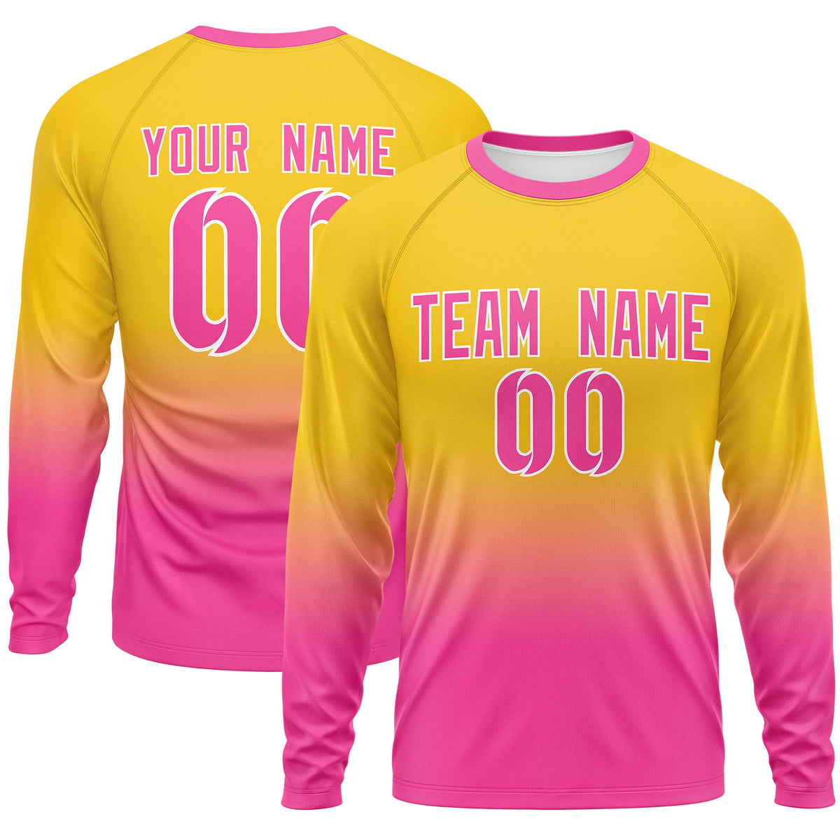 Custom Gold-Pink Gradient Fashion Design Long Sleeve Performance T-Shirt | KXKSHOP