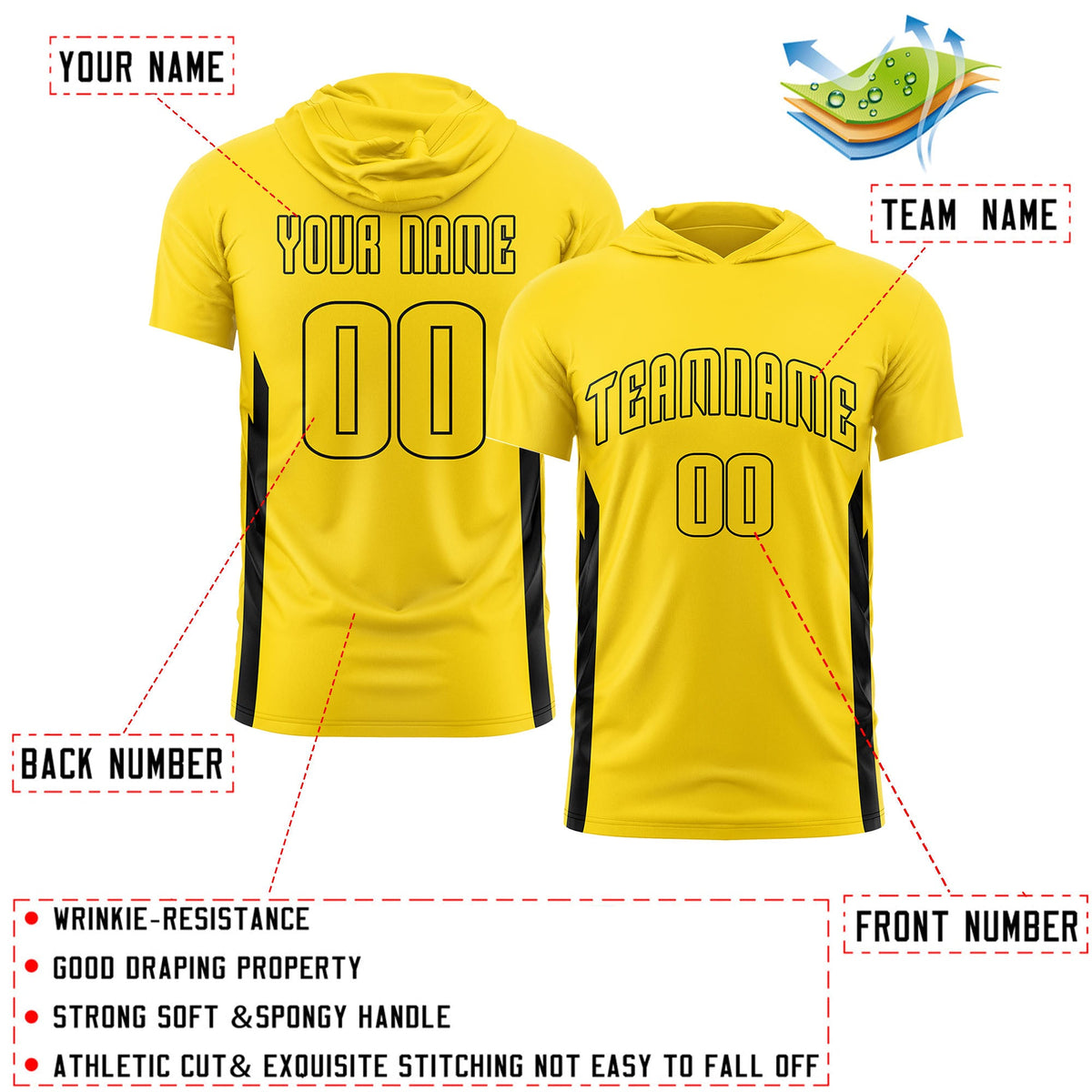 Custom Black Hoodie Short Sleeves Quick Dry Lightweight| KXKSHOP