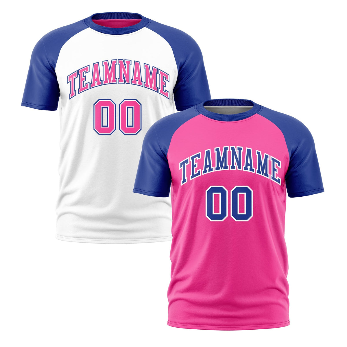 Custom Pink White Royal Blue Reversible Raglan Sleeves Quick Dry T-shirt| KXKSHOP