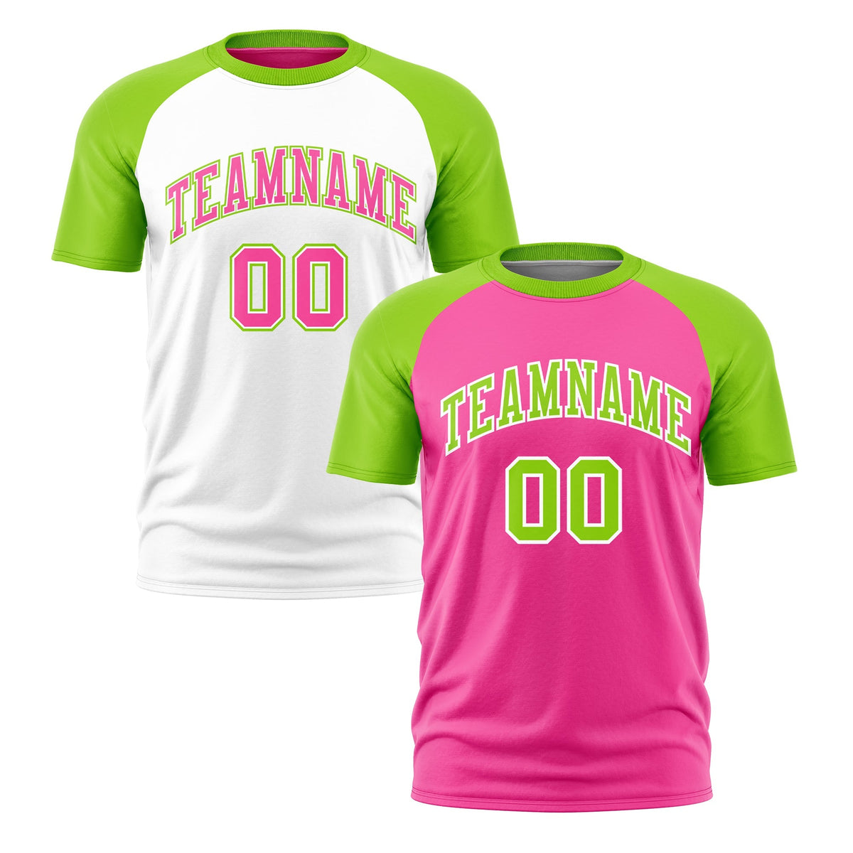 Custom Pink Neon Green White Reversible Raglan Sleeves Quick Dry T-shirt| KXKSHOP