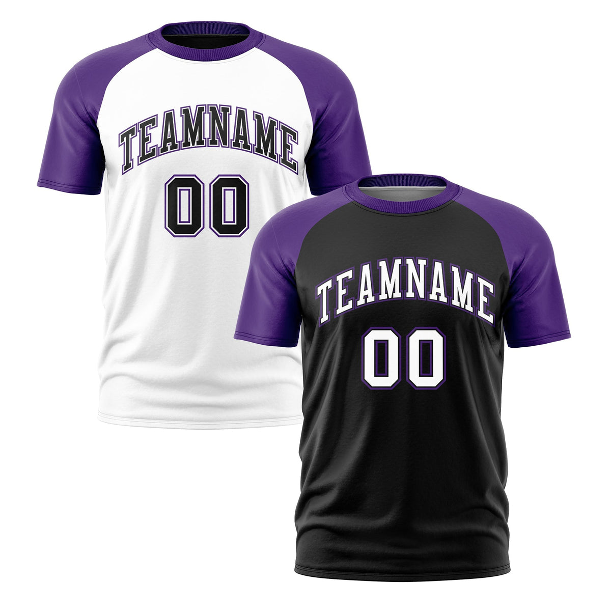 Custom Black Purple White Reversible Raglan Sleeves Moisture-Wicking T-shirt| KXKSHOP