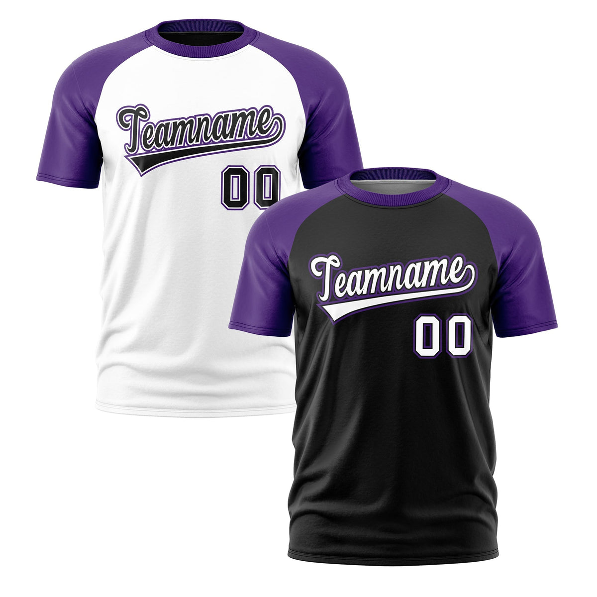 Custom Black Purple White Reversible Raglan Sleeves Moisture-Wicking T-shirt| KXKSHOP