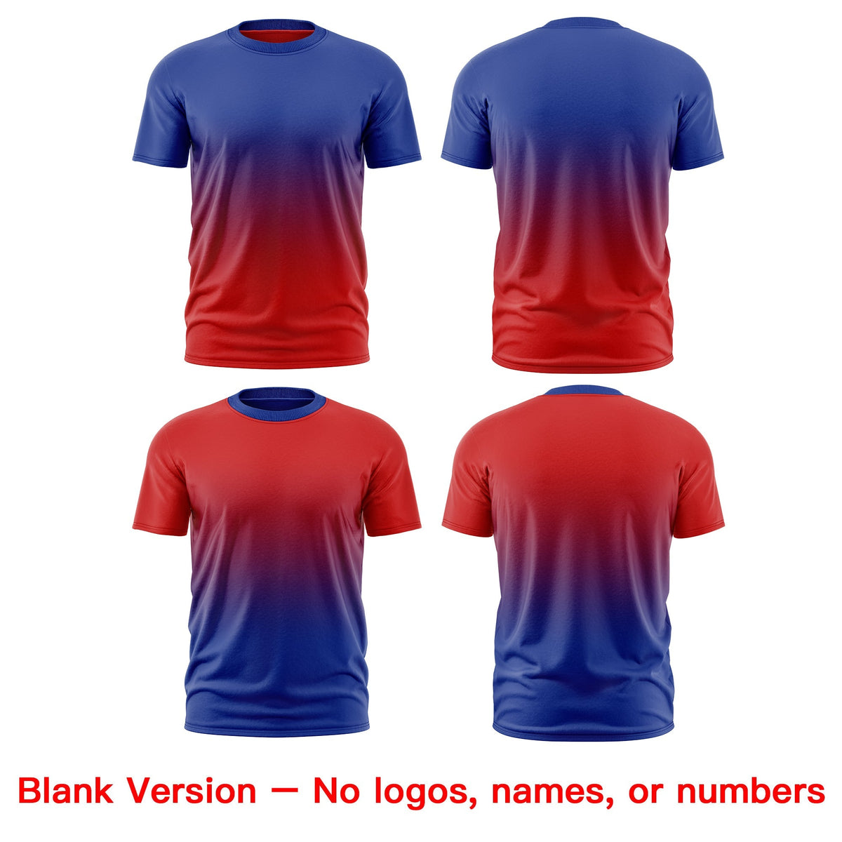 Custom Red Royal Blue Gradient Fashion Reversible Lightweight T-shirt| KXKSHOP