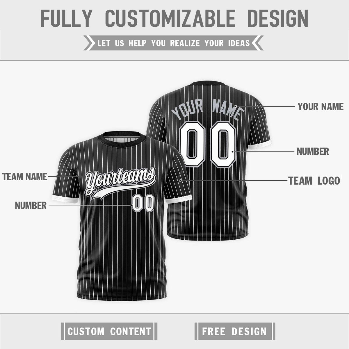 Custom White Black Silver Reversible Stripe Fashion T-shirt| KXKSHOP
