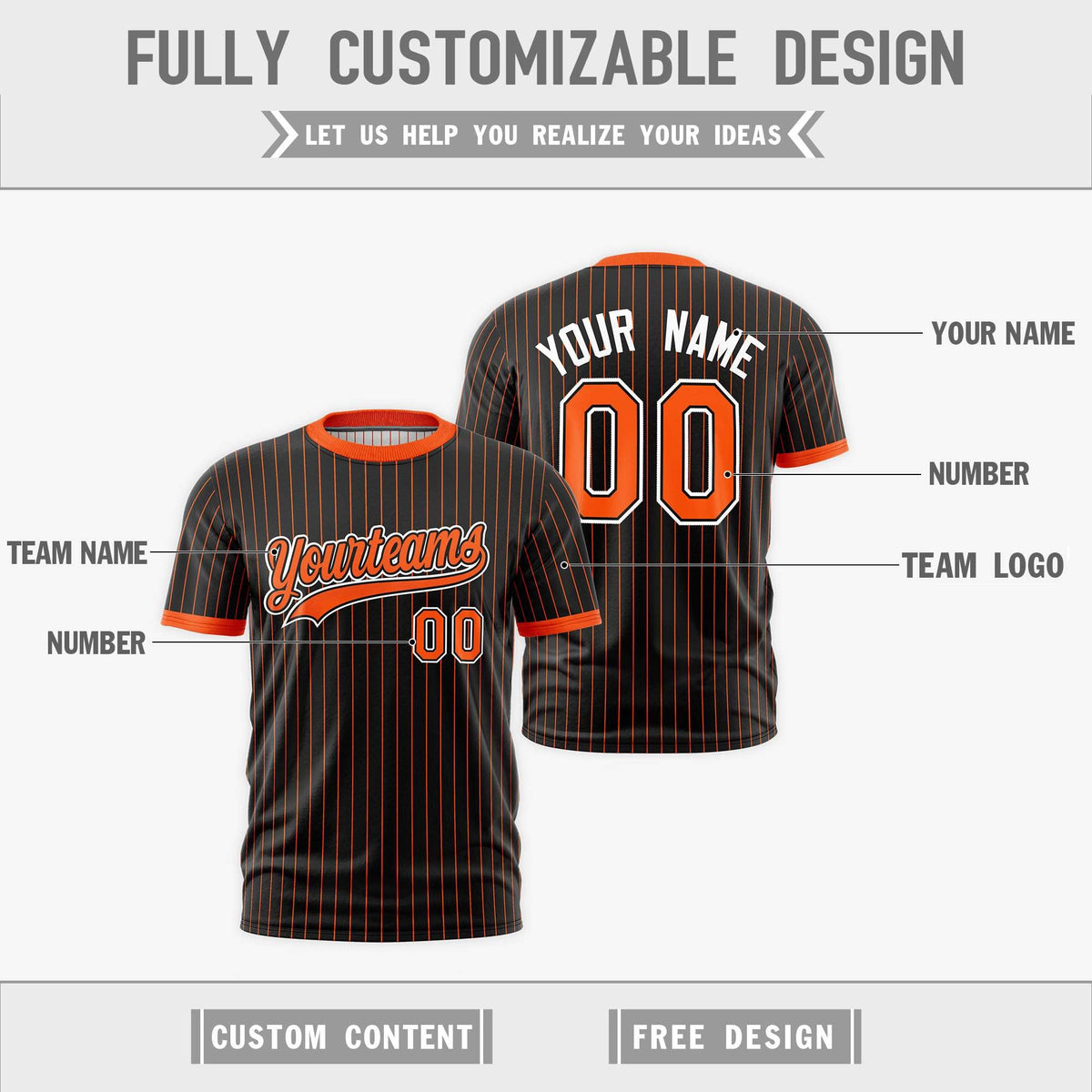 Custom Orange Black White Reversible Stripe Fashion T-shirt| KXKSHOP