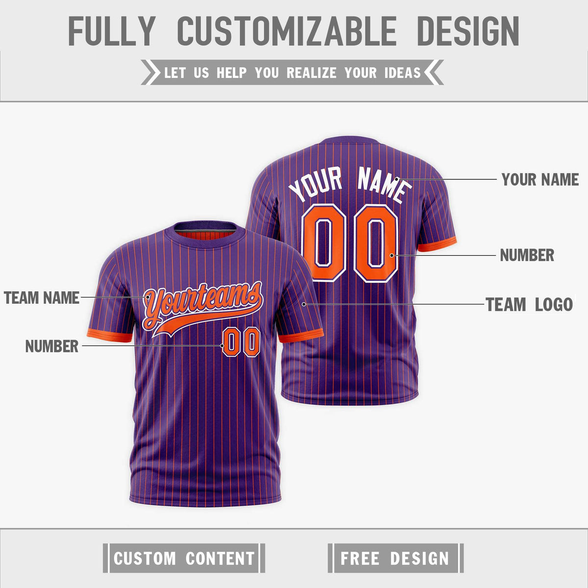 Custom Orange Purple White Reversible Stripe Fashion T-shirt| KXKSHOP