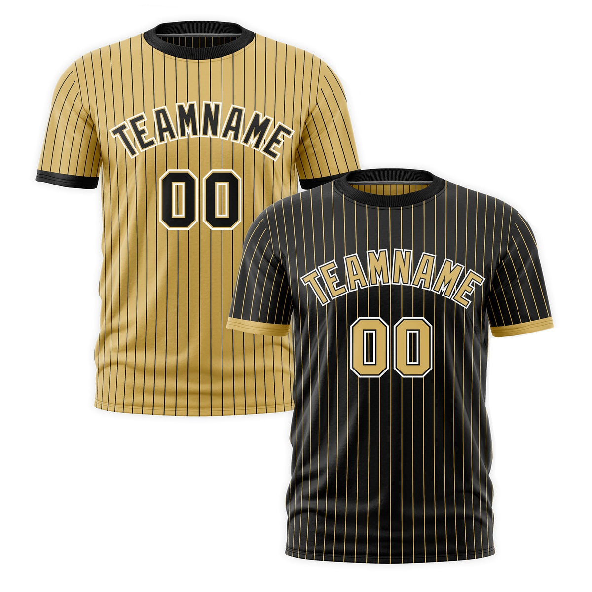 Custom Old Gold Black White Reversible Stripe Fashion T-shirt| KXKSHOP