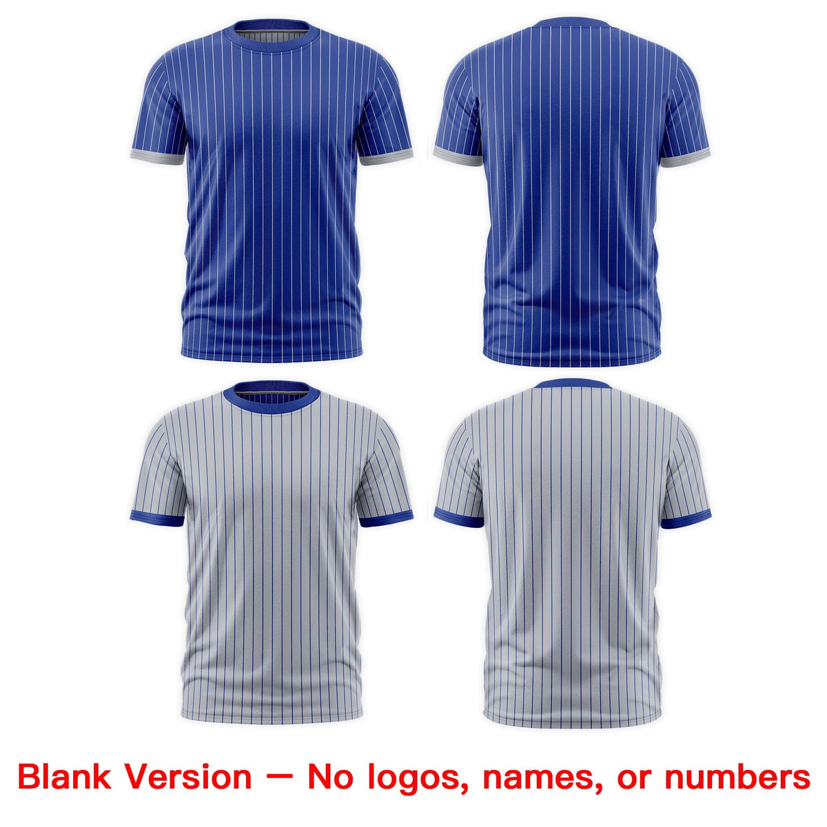 Custom Silver Royal Blue White Reversible Stripe Fashion T-shirt| KXKSHOP