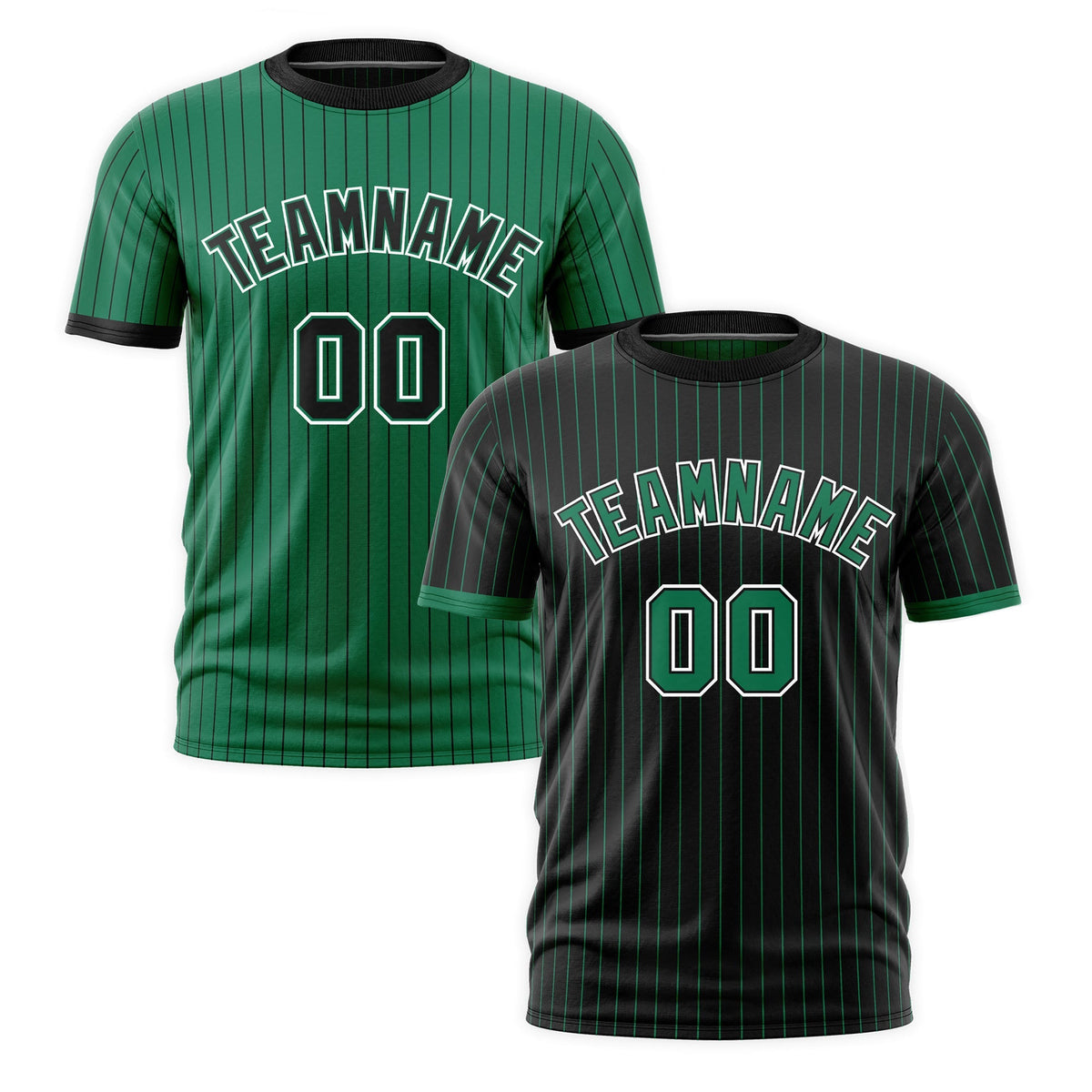 Custom Kelly Green Black White Reversible Stripe Fashion T-shirt| KXKSHOP