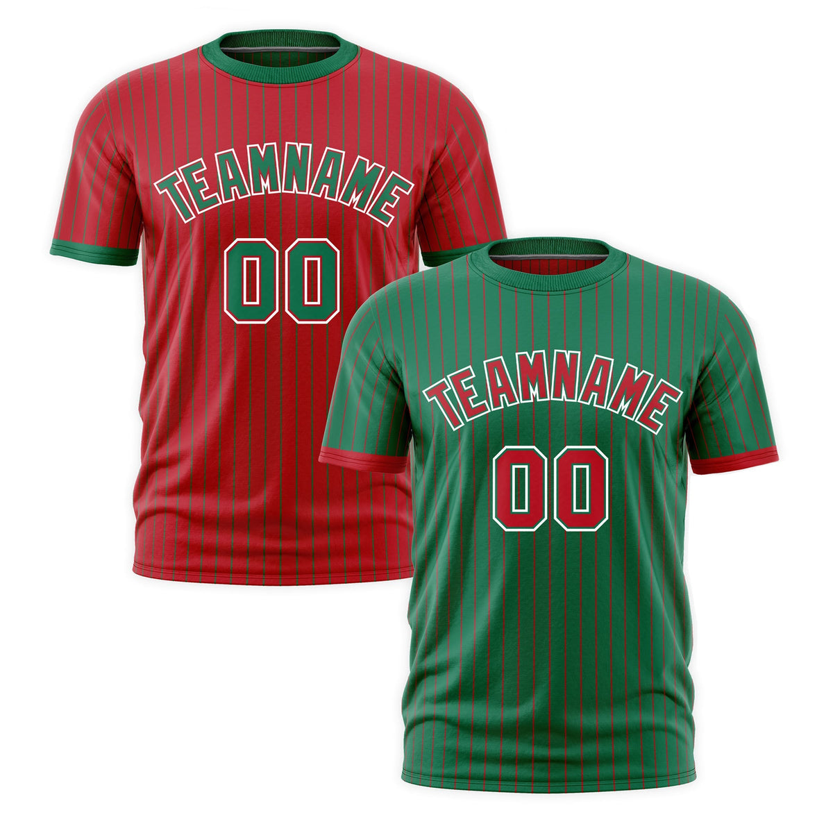 Custom Red Kelly Green White Reversible Stripe Fashion T-shirt| KXKSHOP