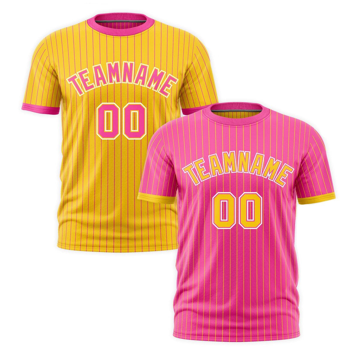 Custom Gold Pink White Reversible Stripe Fashion T-shirt| KXKSHOP
