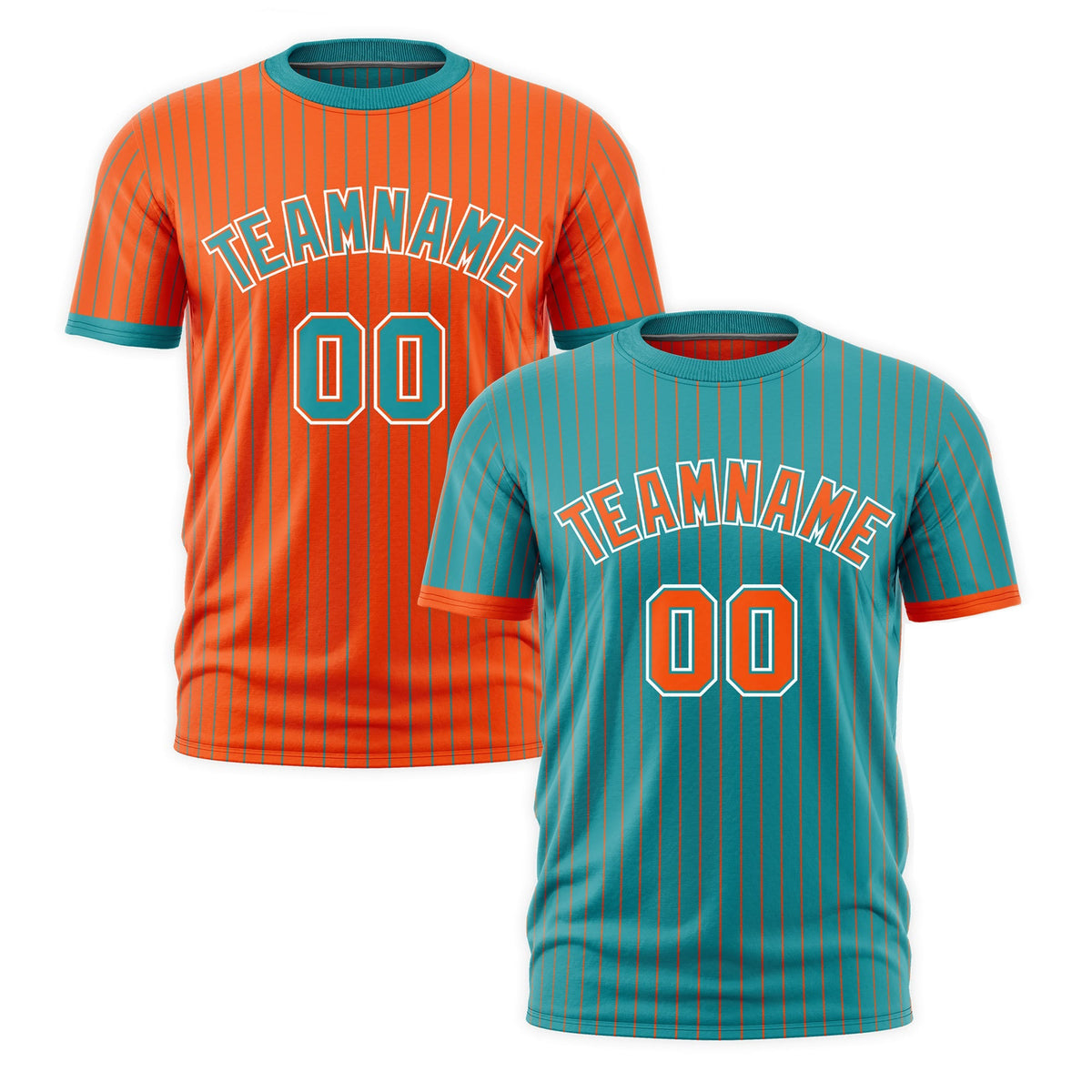Custom Orange Aqua White Reversible Stripe Fashion T-shirt| KXKSHOP