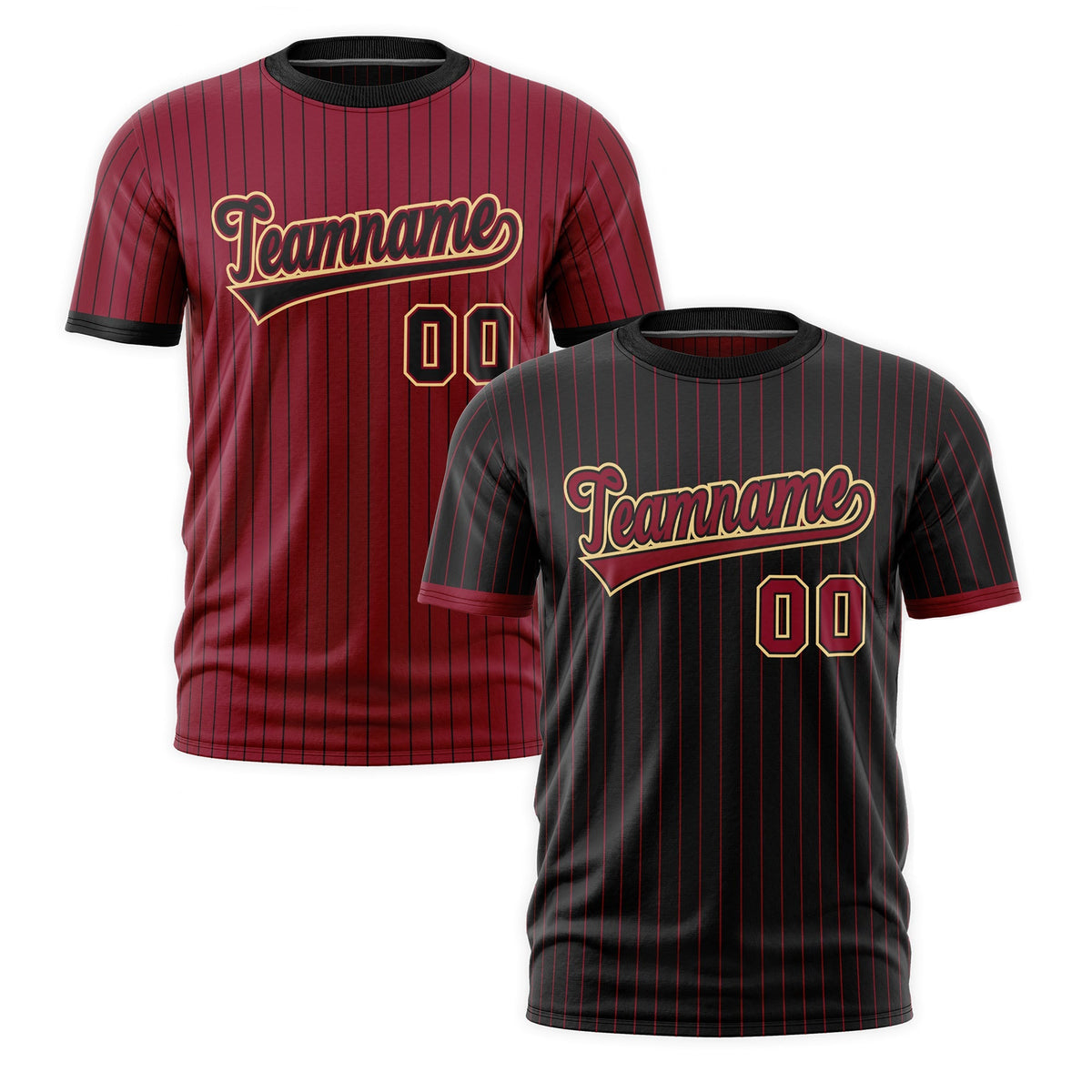 Custom Crimson Black Khaki Reversible Stripe Fashion T-shirt| KXKSHOP