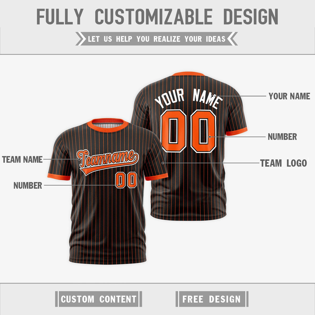 Custom Orange Black White Reversible Stripe Fashion T-shirt| KXKSHOP