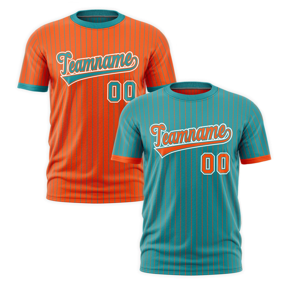 Custom Orange Aqua White Reversible Stripe Fashion T-shirt| KXKSHOP