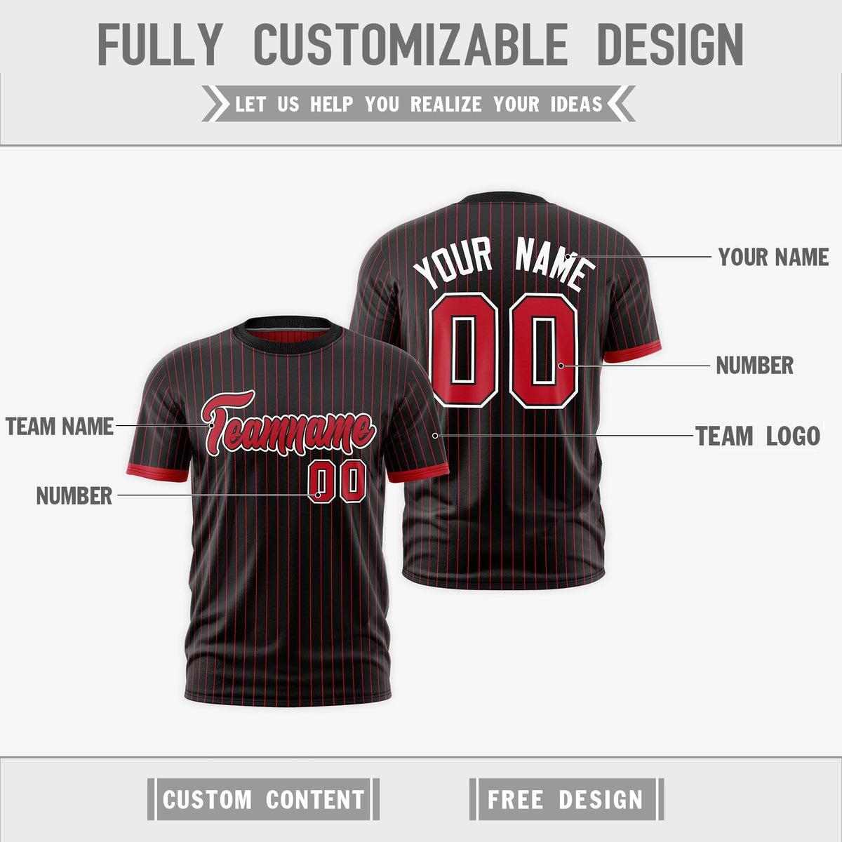 Custom Red Black White Reversible Stripe Fashion T-shirt| KXKSHOP