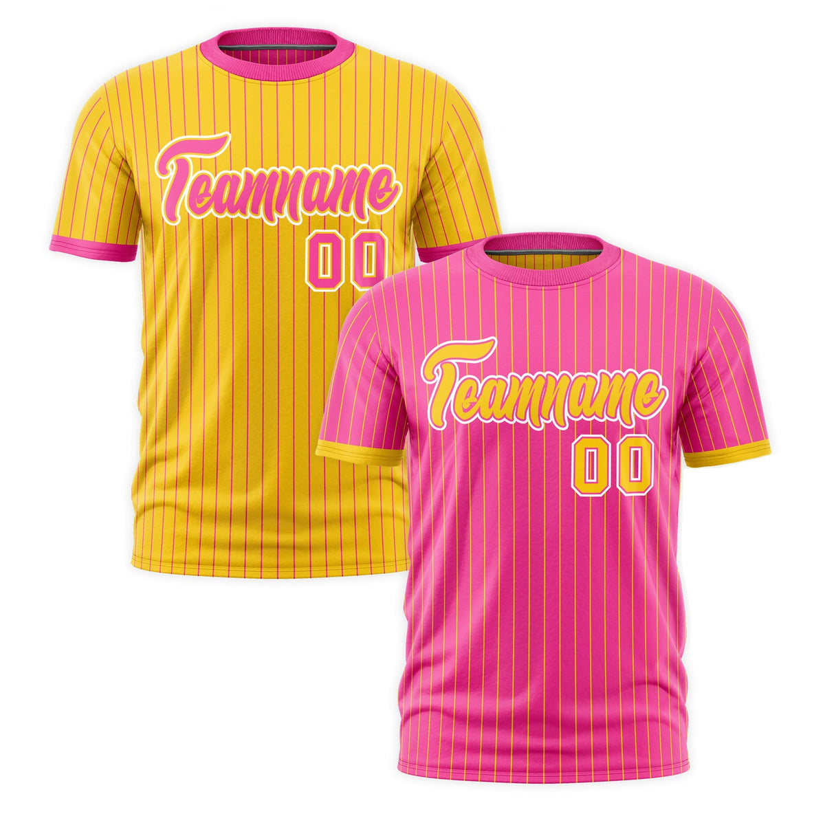 Custom Gold Pink White Reversible Stripe Fashion T-shirt| KXKSHOP