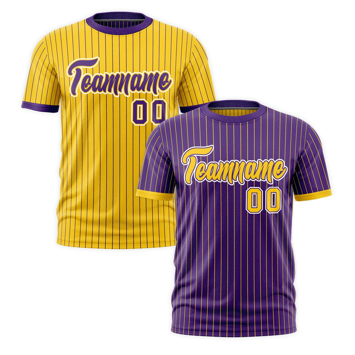 Custom Gold Purple White Reversible Stripe Fashion T-shirt| KXKSHOP