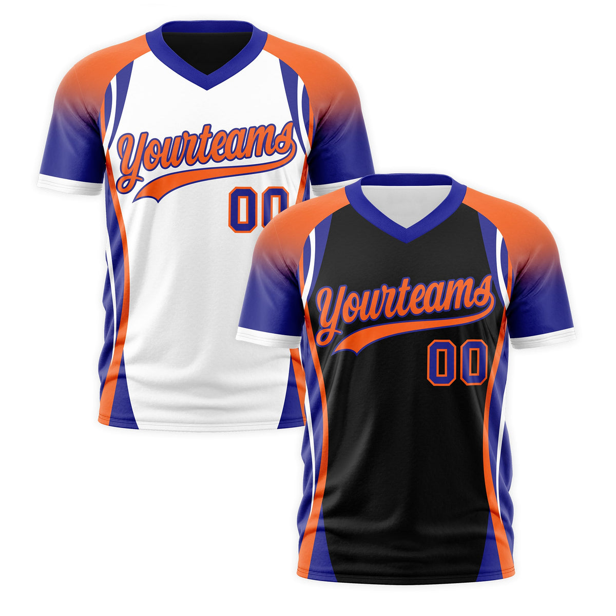 Custom Black Orange Royal Blue Reversible Wrinkle-Resistant T-shirt| KXKSHOP