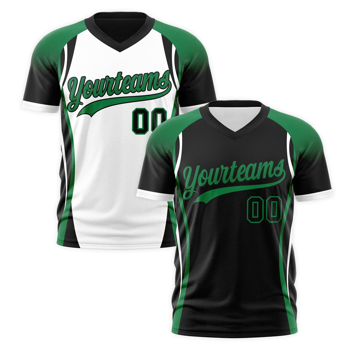 Custom Black Kelly Green White Reversible Breathable T-shirt| KXKSHOP