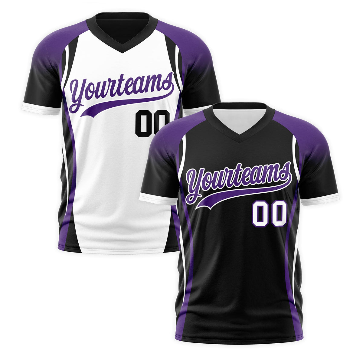 Custom Black Purple White Reversible Wrinkle-Resistant T-shirt| KXKSHOP