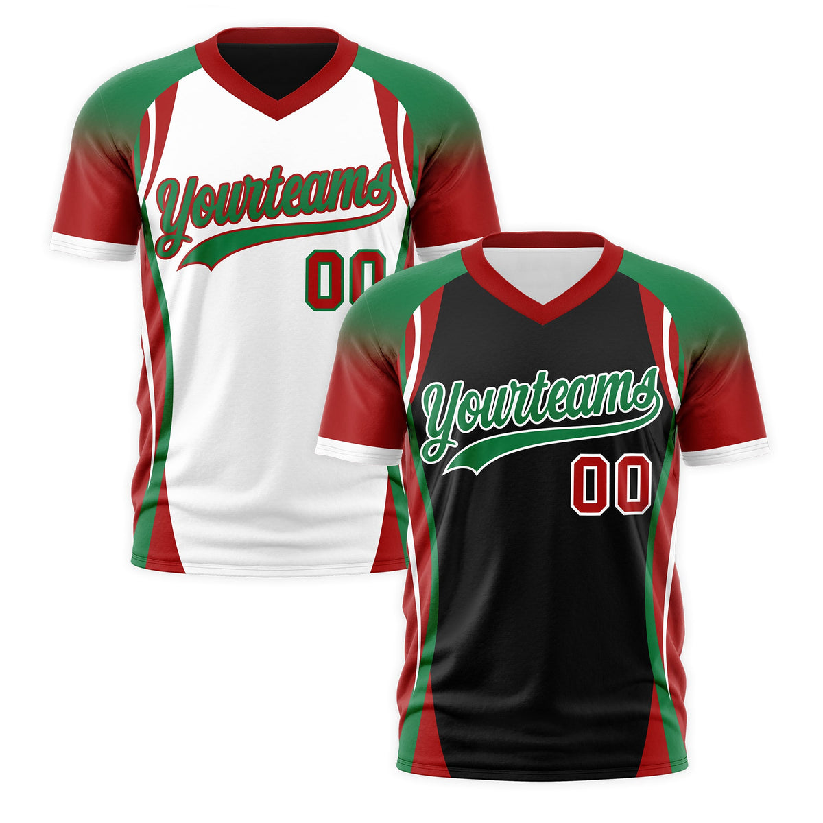 Custom Black Kelly Green Red Reversible Wrinkle-Resistant T-shirt| KXKSHOP