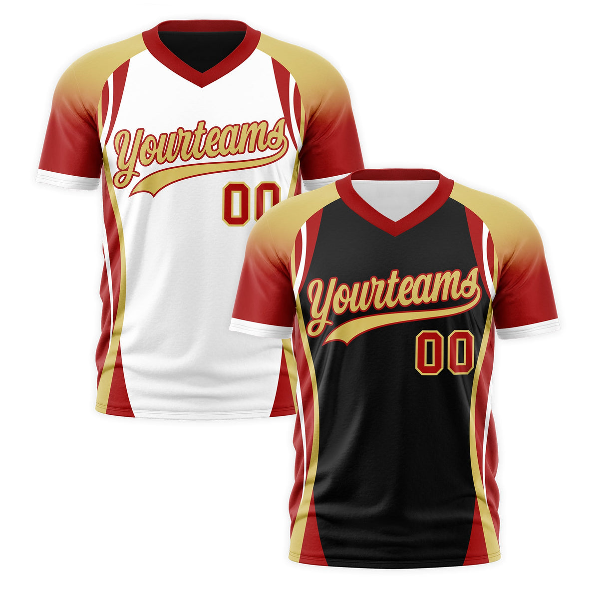 Custom Black Old Gold Red Reversible Breathable T-shirt| KXKSHOP