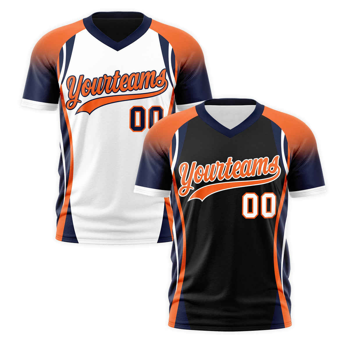 Custom Black Orange Navy Reversible Wrinkle-Resistant T-shirt| KXKSHOP