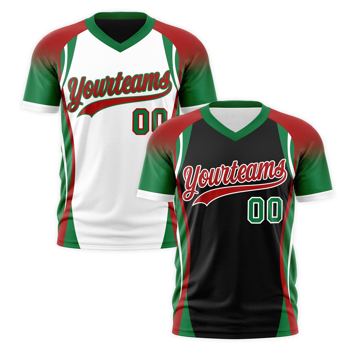 Custom Black Red Kelly Green Reversible Wrinkle-Resistant T-shirt| KXKSHOP