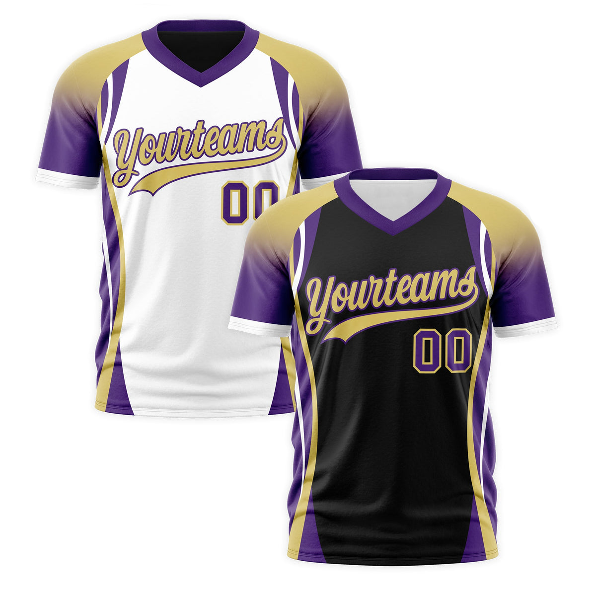 Custom Black Old Gold Purple Reversible Breathable T-shirt| KXKSHOP