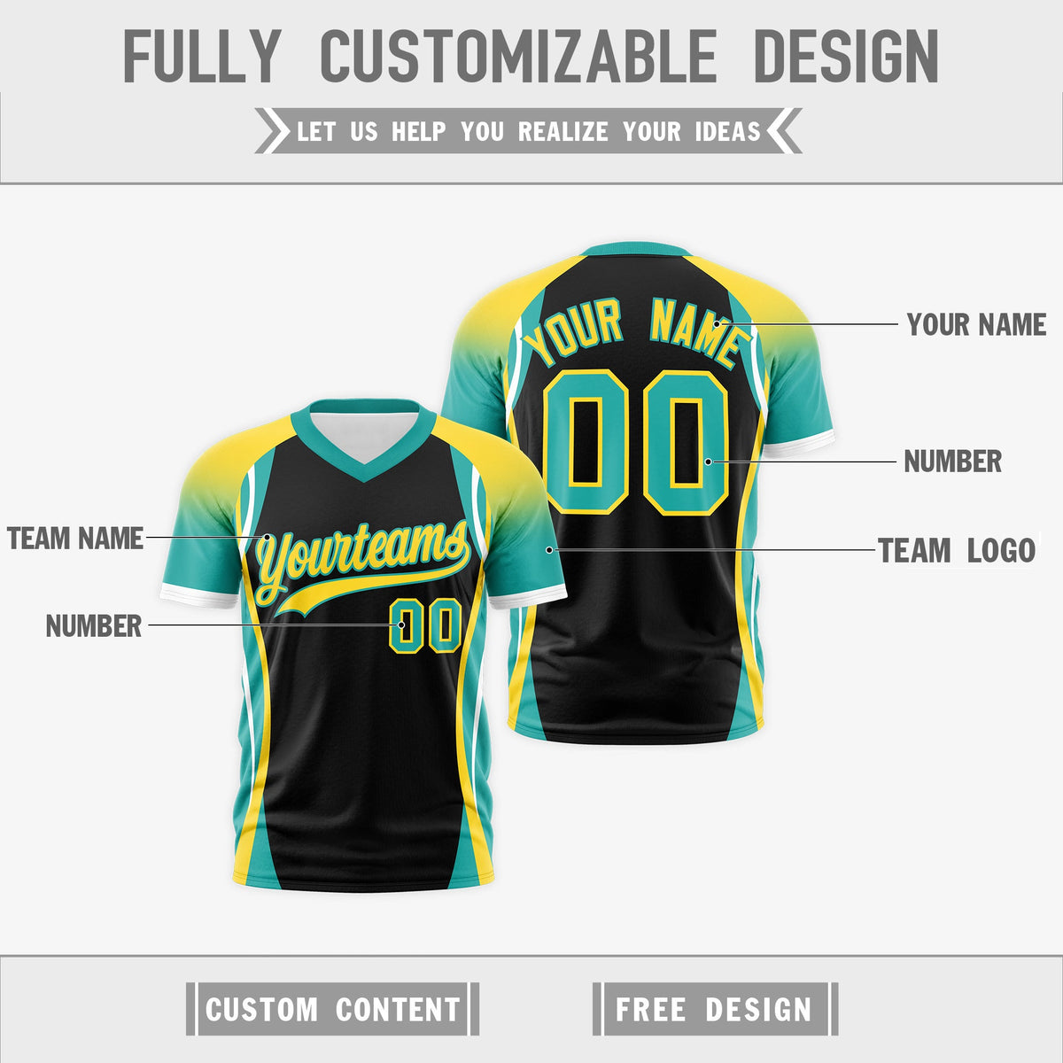 Custom Black Gold Aqua Reversible Breathable T-shirt| KXKSHOP
