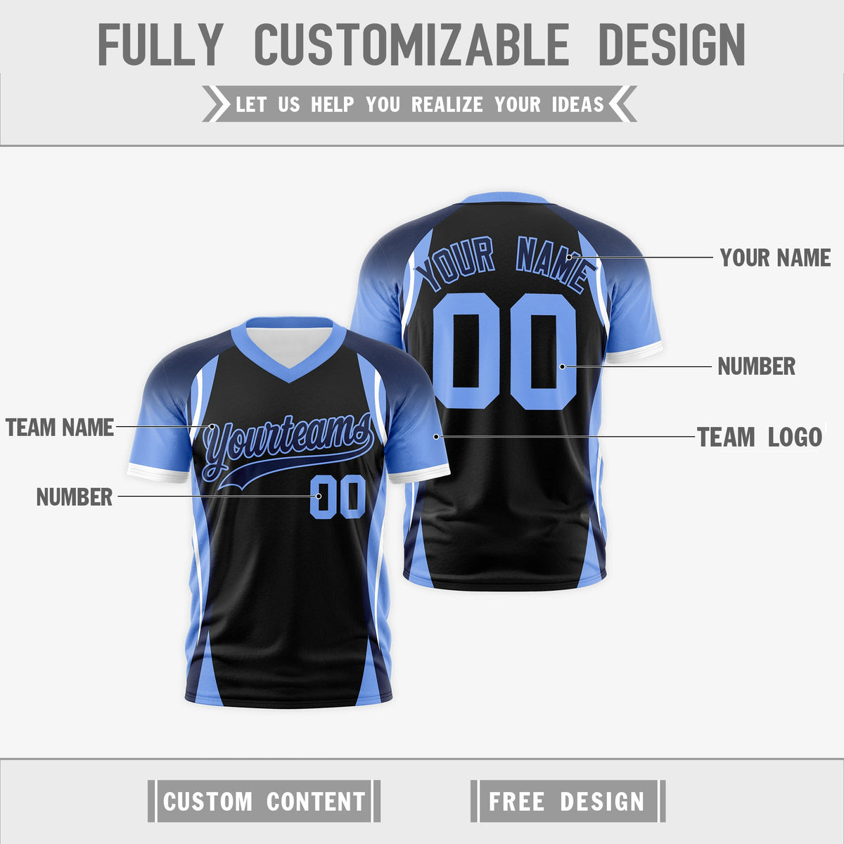 Custom Black Navy Light Blue Reversible Breathable T-shirt| KXKSHOP