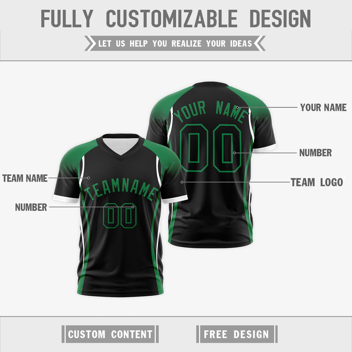 Custom Black Kelly Green White Reversible Breathable T-shirt| KXKSHOP